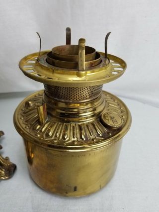 Antique Brass Oil Lamp Converted Kerosene Electric Bradley Hubbard Filigree 8