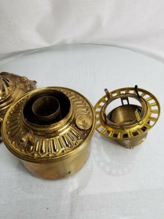 Antique Brass Oil Lamp Converted Kerosene Electric Bradley Hubbard Filigree 9