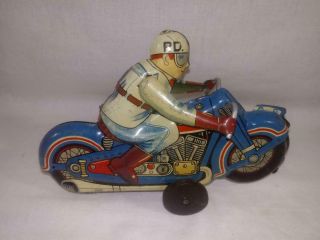 Rare 1960 Honda Police Motorcycle Japanese Tin Friction Toy