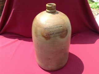 1890s Antique 2 Gal Salt Glazed Ike Dannenberg $2 Rye Whiskey Jug Baltimore Md