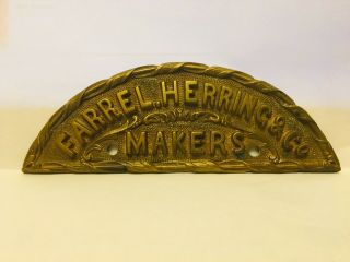 Antique Farrel Herring & Co.  Fireproof Safe Bronze Plaque Sign