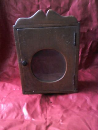 Unique Antique Primitive Old Hand Made Wooden Wall Hanging Clock Box