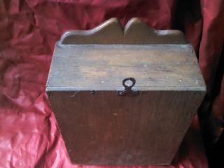 UNIQUE ANTIQUE PRIMITIVE OLD HAND MADE WOODEN WALL HANGING CLOCK BOX 3