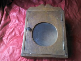 UNIQUE ANTIQUE PRIMITIVE OLD HAND MADE WOODEN WALL HANGING CLOCK BOX 6