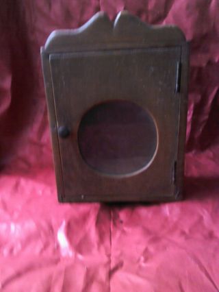 UNIQUE ANTIQUE PRIMITIVE OLD HAND MADE WOODEN WALL HANGING CLOCK BOX 9