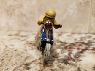 Vintage Schuco Litho Wind - up Tin Toy Motorcycle Number 2 Rider 4