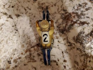 Vintage Schuco Litho Wind - up Tin Toy Motorcycle Number 2 Rider 5