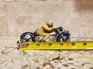 Vintage Schuco Litho Wind - up Tin Toy Motorcycle Number 2 Rider 9