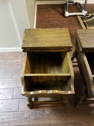 Ethan Allen Old Tavern Dough Box End Tables Dark Antiqued Pine Side Colonial 4