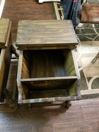 Ethan Allen Old Tavern Dough Box End Tables Dark Antiqued Pine Side Colonial 5