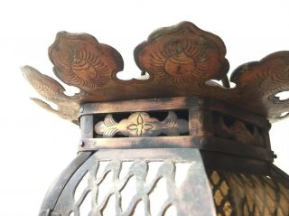 Antique Tsuridoro Japan Buddhist temple lamp 1800s Japanese garden lantern brass 6