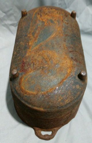 Small Antique CAST IRON Trough.  HB - 84.  Footed Planter.  9 x 5 Cast Iron Pot. 5