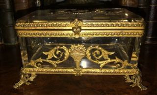 Antique Glass Gilt Bronze Neoclassical French Empire Box