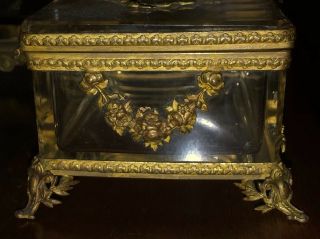 Antique Glass Gilt Bronze Neoclassical French Empire Box 3