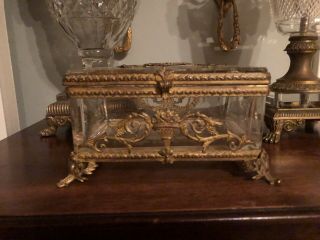 Antique Glass Gilt Bronze Neoclassical French Empire Box 5
