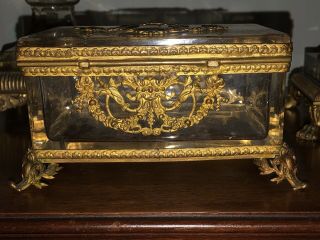 Antique Glass Gilt Bronze Neoclassical French Empire Box 8