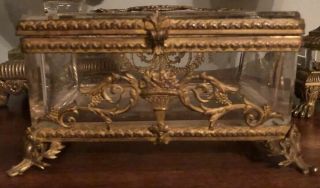Antique Glass Gilt Bronze Neoclassical French Empire Box 9