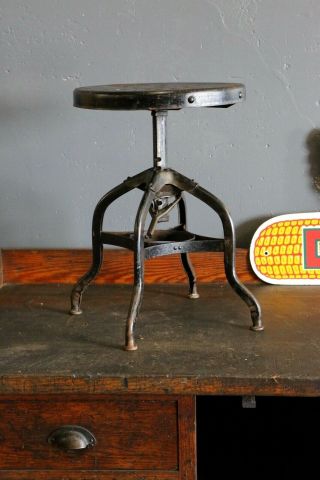 Vintage Toledo Drafting Stool 1940s Adjustable,  Swivel Seat,  Industrial Chair