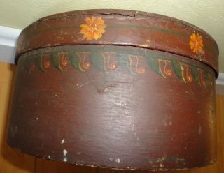 Antique Shaker Round Wood Pantry 8 Spice Box mid 1800 ' s FOLK ART HAND PAINTED 5