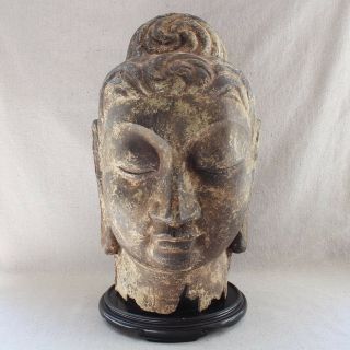 Large Massive Vintage James Mont Style Iron Buddha Head 18.  5 " Hollywood Regency