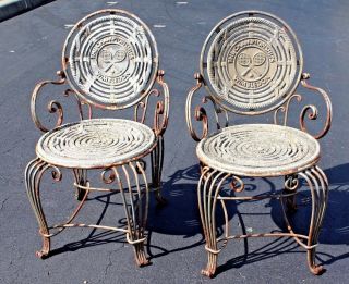 Rare Antique English " The Champions - Wimbledon " Iron & Aluminum Garden Chairs