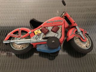 Old Tin Litho Friction Harley Davidson Motorcycle Toy