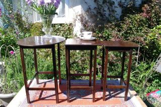 Antique Art Deco Nest Of Table By Waring & Gillow Mahogany Side Tables 20 ' s Chic 11