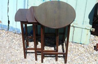 Antique Art Deco Nest Of Table By Waring & Gillow Mahogany Side Tables 20 ' s Chic 12