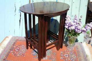 Antique Art Deco Nest Of Table By Waring & Gillow Mahogany Side Tables 20 