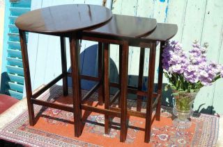 Antique Art Deco Nest Of Table By Waring & Gillow Mahogany Side Tables 20 ' s Chic 2