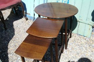 Antique Art Deco Nest Of Table By Waring & Gillow Mahogany Side Tables 20 ' s Chic 5