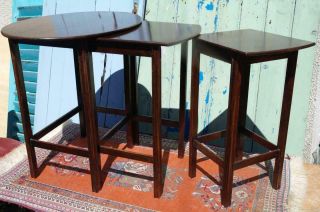 Antique Art Deco Nest Of Table By Waring & Gillow Mahogany Side Tables 20 ' s Chic 6