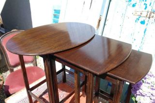 Antique Art Deco Nest Of Table By Waring & Gillow Mahogany Side Tables 20 ' s Chic 7