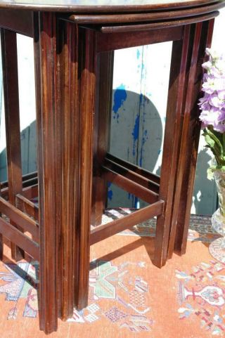 Antique Art Deco Nest Of Table By Waring & Gillow Mahogany Side Tables 20 ' s Chic 8