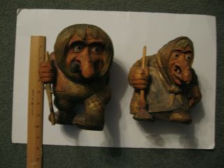 Rare Anton Sveen - Carved Wooden Trolls - - Norwegian - - $25.  00
