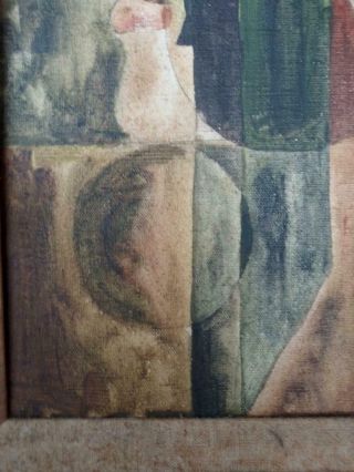Vintage Mid Century Modern Oil Painting Cubist Abstract Modernist Portrait Woman 7