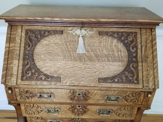 Antique Quarter Sawn Oak Secretary Desk 2