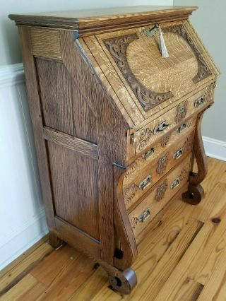 Antique Quarter Sawn Oak Secretary Desk 4