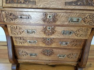 Antique Quarter Sawn Oak Secretary Desk 9