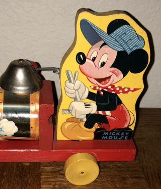 NEAR 1949 Vintage Fisher Price Disney Mickey Mouse Choo Choo Train Pull Toy 4