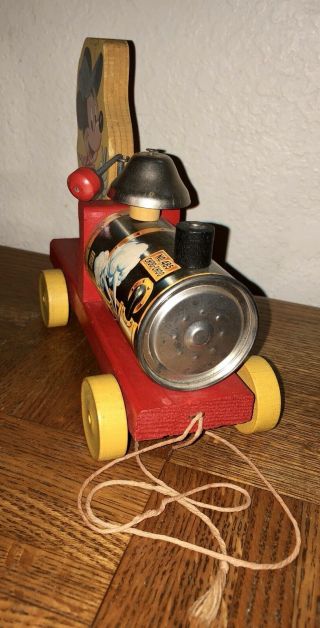 NEAR 1949 Vintage Fisher Price Disney Mickey Mouse Choo Choo Train Pull Toy 5