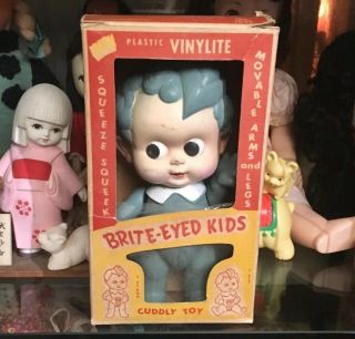 VTG 40s 50s Brite Eyed Kids Doll Cuddles Irwin Rubber Squeaky Toy Kewpie 2