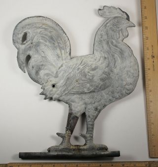 Antique James Rooster Weathervane Patina,  Bullet Holes,  Old Repair 14 " High