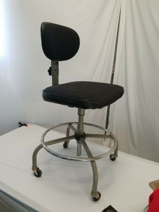 Antique Vtg Industrial Machine Age Cramer Drafting Stool Chair In - Line Tm Series