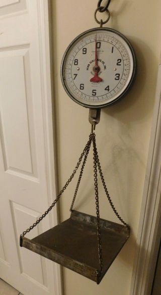 Vintage Penn Mfg Co Hanging 20 Lbs Mercantile Scale With 9 By 11 Inch Tray