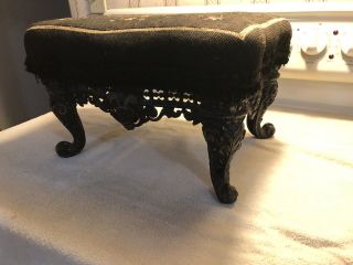 Ornate Cast Iron Victorian Foot Stool - Top Measures 14 X 11 X 9h