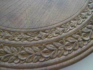 ANTIQUE VINTAGE FINELY CARVED DARK WOOD TWO - SIDED CAKE BREAD BOARD PLATE TREEN 6
