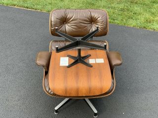 Eames Herman Miller Lounge Chair & Ottoman - Rosewood & Brown Leather 3