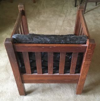 Antique Mission Oak Arts & Crafts Cube Chair (Stickley Design) 3