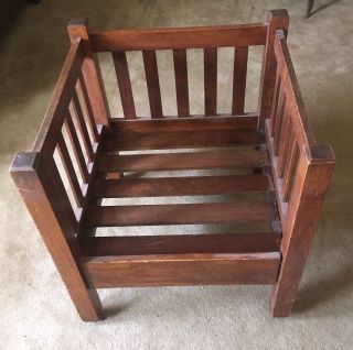 Antique Mission Oak Arts & Crafts Cube Chair (Stickley Design) 5